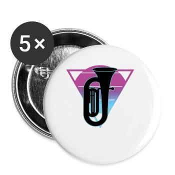 Tuba Player Tuba Musical Instrument - Buttons small 1''/25 mm (5-pack) - white - Front