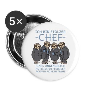 Stolzer Chef unglaublich fleißiges Team Faultiere - Buttons klein 25 mm (5er Pack) - Weiß - Vorne