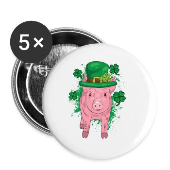 Kleeblatt Glücksschwein - Buttons klein 25 mm (5er Pack) - Weiß - Vorne