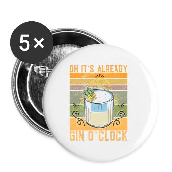 Oh c’est déjà gin o’clock drôle de gin dire - Lot de 5 petits badges (25 mm) - blanc - Devant