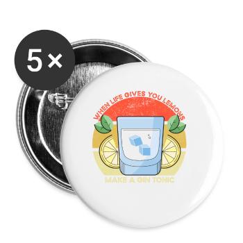 Life Gives You Lemons Funny Gin Saying - Buttons small 1''/25 mm (5-pack) - white - Front