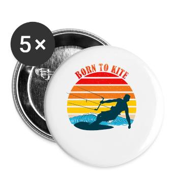 Dicton Kitesurf - Lot de 5 petits badges (25 mm) - blanc - Devant