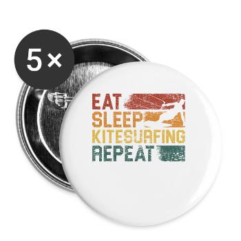Manger Sommeil Kitesurf Répéter Drôle - Lot de 5 petits badges (25 mm) - blanc - Devant