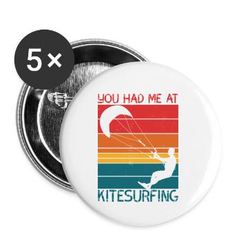 Tu m’as eu au kitesurf - Lot de 5 petits badges (25 mm) - blanc - Devant