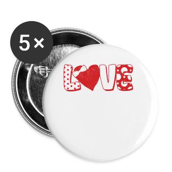 Polka Dot Liebe Herz Fliege Valentinstag Paare - Buttons klein 25 mm (5er Pack) - Weiß - Vorne