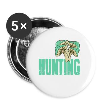 The Hunting Season Retro Mushroom Hunting Mycology - Buttons small 1''/25 mm (5-pack) - white - Front