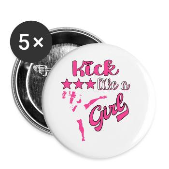 Karate Taekwondo Girls Women Karate Kick - Buttons small 1''/25 mm (5-pack) - white - Front