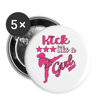 Karate Taekwondo Girls Women Karate Kick - Buttons small 1''/25 mm (5-pack) - white - Front