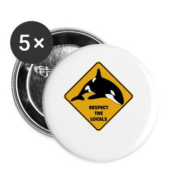 Warning sign diver - Respect the locals - Buttons small 1''/25 mm (5-pack) - white - Front