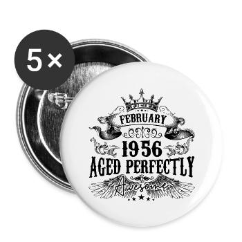 1956| Februar Aged Perfectly 1956 Geburtstagsgeschenk - Buttons klein 25 mm (5er Pack) - Weiß - Vorne