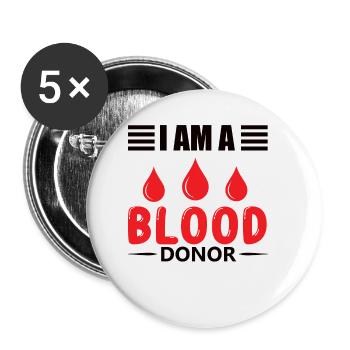 Blood donation Blood donations Blood donors - Buttons small 1''/25 mm (5-pack) - white - Front