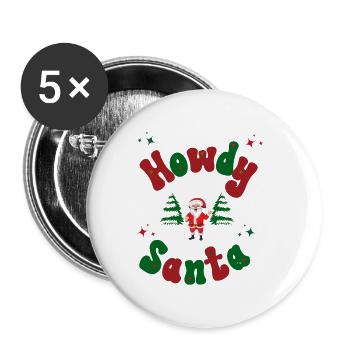 Tenue de Noël Howdy Santa - Lot de 5 petits badges (25 mm) - blanc - Devant