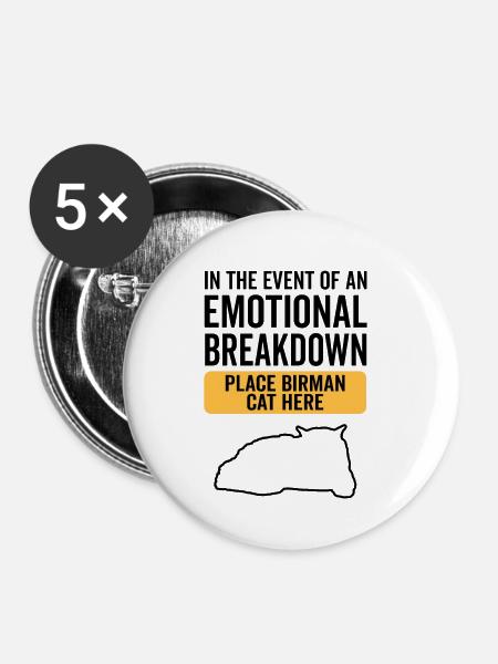 Emotional - Birman Katze - Buttons klein 25 mm (5er Pack) - Weiß