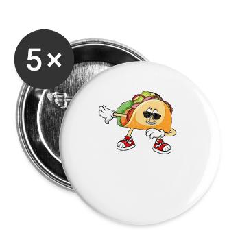 Dots Taco Heart Love Saint-Valentin Mexicain - Lot de 5 petits badges (25 mm) - blanc - Devant