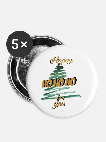 Weihnachten Hohoho Christbaum - Buttons klein 25 mm (5er Pack) - Weiß