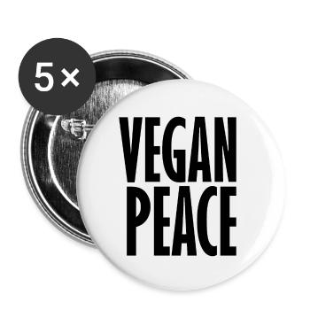 Vegan Peace - Dicton végétalien - Lot de 5 petits badges (25 mm) - blanc - Devant