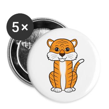 Tiger - Buttons klein 25 mm (5er Pack) - Weiß - Vorne