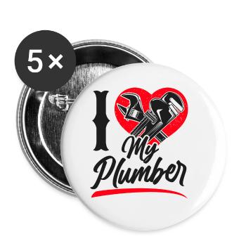 Plomberie plombier Petite amie Femme - Lot de 5 petits badges (25 mm) - blanc - Devant