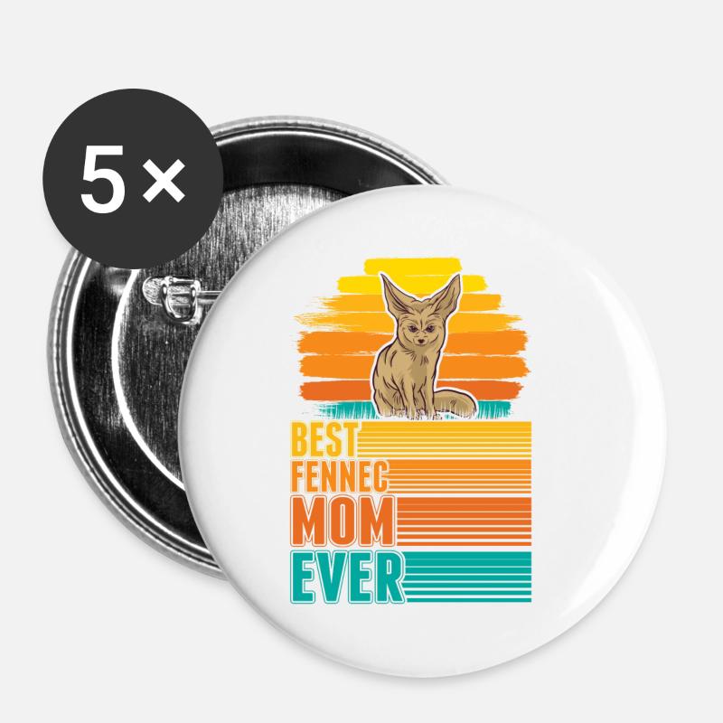Best Fennec Mom Ever Fennek Mama Desert Fox - Buttons small 1''/25 mm (5-pack) - white