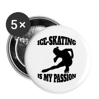 Eiskunstlaufen Eislauf Schlittschuh Eiskunstlauf - Buttons klein 25 mm (5er Pack) - Weiß - Vorne