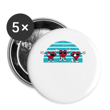 Dancing Hearts Dance Challenge Saint-Valentin - Lot de 5 petits badges (25 mm) - blanc - Devant
