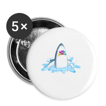 Saint-Valentin Requin Heartbreaker Drôle de cœurs Requins - Lot de 5 petits badges (25 mm) - blanc - Devant