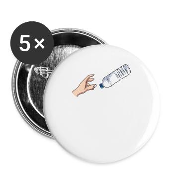 Water Bottle Flipping Flaschendrehen - Buttons klein 25 mm (5er Pack) - Weiß - Vorne