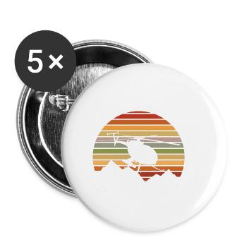 Cadeau de pilote d’hélicoptère - Lot de 5 petits badges (25 mm) - blanc - Devant