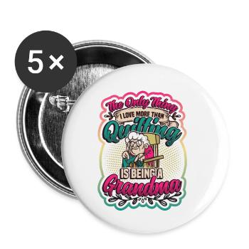 Nähen Quilter Oma Quilten - Buttons klein 25 mm (5er Pack) - Weiß - Vorne