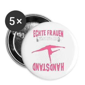 Handstände Turnerin Damen Mädchen Turner Kopfüber - Buttons klein 25 mm (5er Pack) - Weiß - Vorne