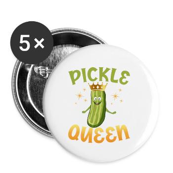 Pickle Queen Pickles Cucumber - Buttons klein 25 mm (5er Pack) - Weiß - Vorne