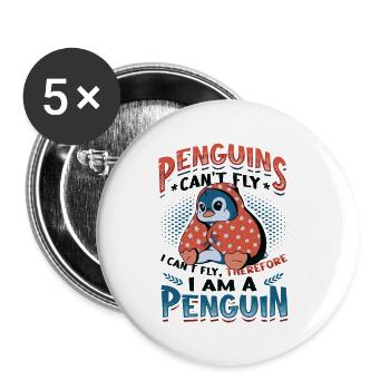 Les pingouins ne peuvent pas voler - Lot de 5 petits badges (25 mm) - blanc - Devant