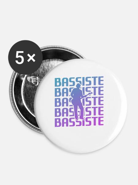 Retro Bassist Bassgitarre - Buttons klein 25 mm (5er Pack) - Weiß