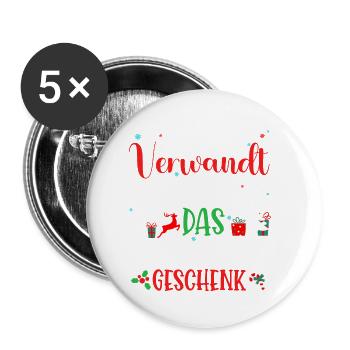 Mit mir verwandt zu sein ist das wahre Geschenk! - Buttons klein 25 mm (5er Pack) - Weiß - Vorne