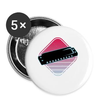 Harmonica - Lot de 5 petits badges (25 mm) - blanc - Devant