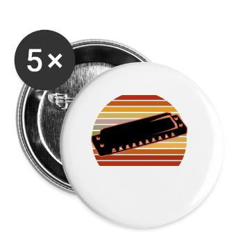 Harmonica - Lot de 5 petits badges (25 mm) - blanc - Devant