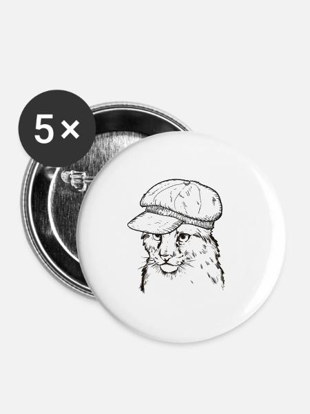 Luchs - Buttons klein 25 mm (5er Pack) - Weiß