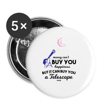 étoile filante lune planète télescope dire - Lot de 5 petits badges (25 mm) - blanc - Devant