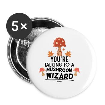 Cueillette et cuisson des champignons - Lot de 5 petits badges (25 mm) - blanc - Devant
