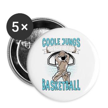 Basketball Training Trikot Coole Jungs Spielen - Buttons klein 25 mm (5er Pack) - Weiß - Vorne