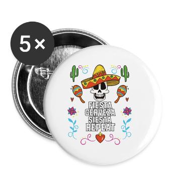 Fiesta Cerveza Siesta Repeat Beer Drinker - Buttons small 1''/25 mm (5-pack) - white - Front