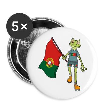 Grenouille fan du Portugal - Lot de 5 petits badges (25 mm) - blanc - Devant