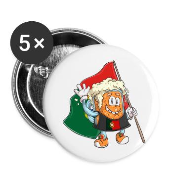 Fan de bière du Portugal - Lot de 5 petits badges (25 mm) - blanc - Devant