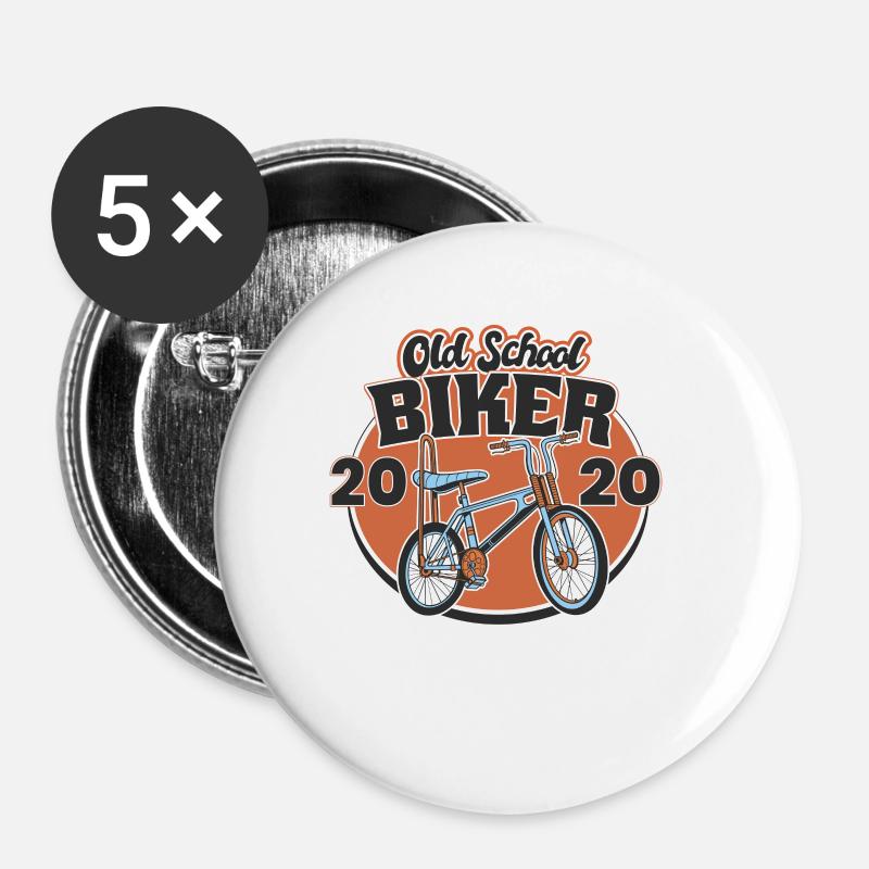 Old School Biker 2020. 3. Geburtstag - Buttons klein 25 mm (5er Pack) - Weiß