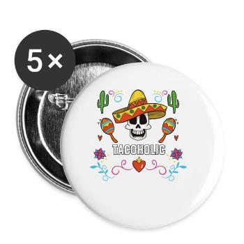 Tacoholic Taco Eater Mexican Food Foodie Mexico - Buttons klein 25 mm (5er Pack) - Weiß - Vorne