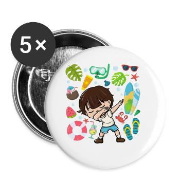Dabbing Boy Beach Lifestyle Sommerzeit Gemäßigte - Buttons klein 25 mm (5er Pack) - Weiß - Vorne