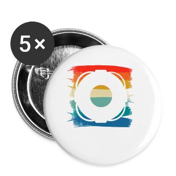 Vintage Retro Maître Nageur Sauveteur - Lot de 5 petits badges (25 mm) - blanc - Devant