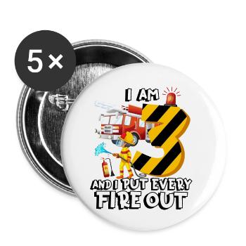 Feuerwehrauto Brandbekämpfung Ich Bin 3 Jahre - Buttons klein 25 mm (5er Pack) - Weiß - Vorne