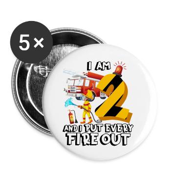 Feuerwehrauto Brandbekämpfung Ich Bin 2 Jahre - Buttons klein 25 mm (5er Pack) - Weiß - Vorne