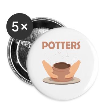 Potters Play Dirty Pottery Ceramics Artist - Buttons klein 25 mm (5er Pack) - Weiß - Vorne